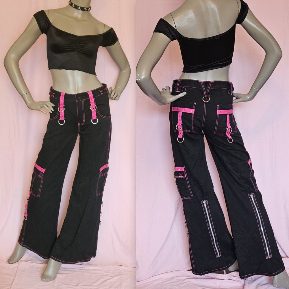 **RARE** Tripp NYC Black Pants with Pink Accents Sz Sm / XS